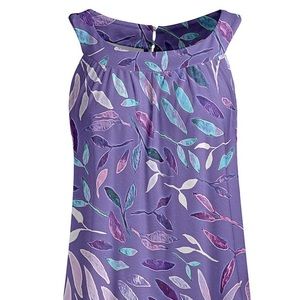 Firmiana Fashion-Tank Top-Size XL-Purple & Aqua Floral-Yoke Tunic Tank